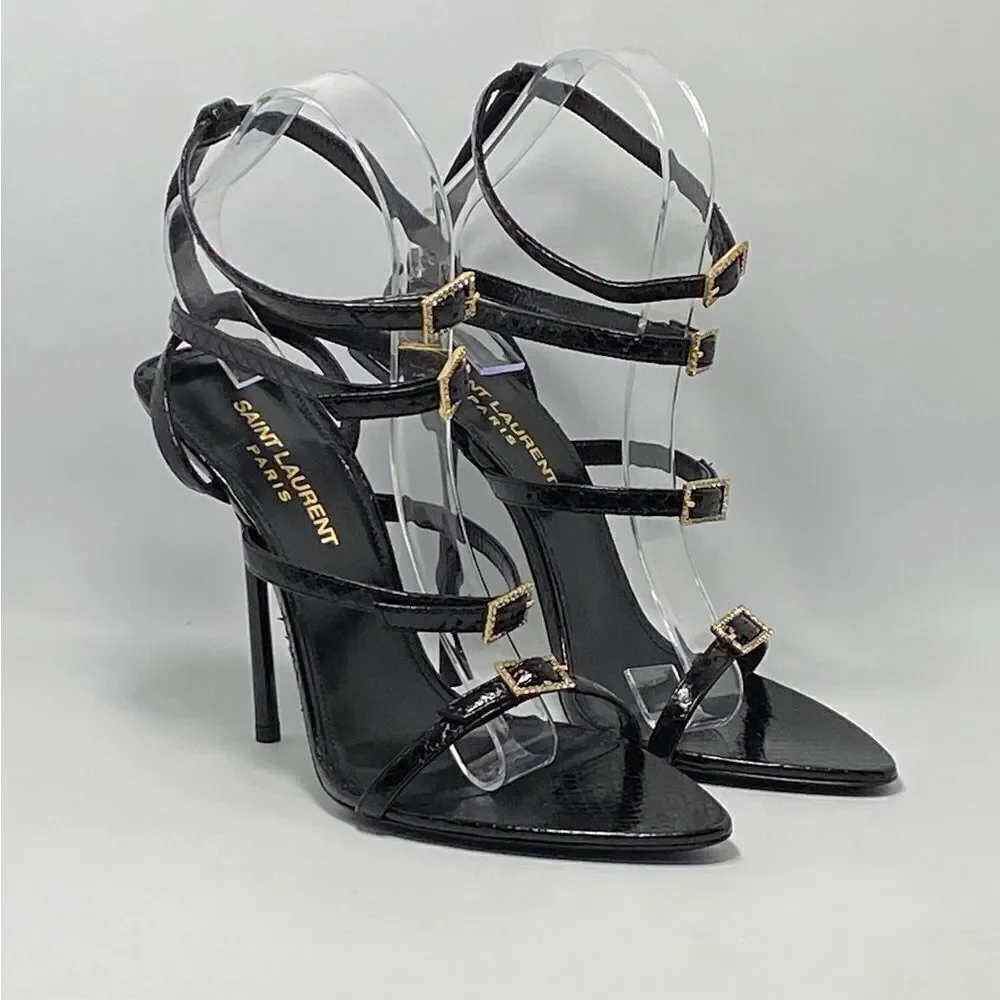 Saint Laurent Nuit Sandals In Lacquered Ayers size 37